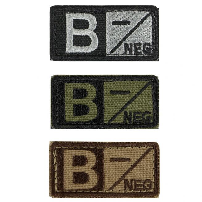 B- BLOOD TYPE PATCH WITH VELCRO.